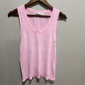 🖤Zara Soft Pink Sleeveless Tank Top Lightweight Minimal XL